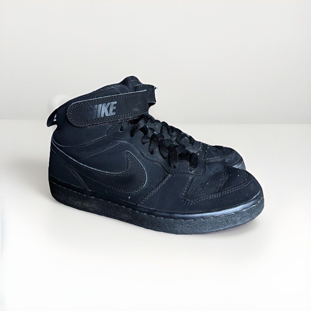 Big Kid's Nike Court Borough Mid 2 (GS) Black Nubuck CW5867 001 Size 4.5
